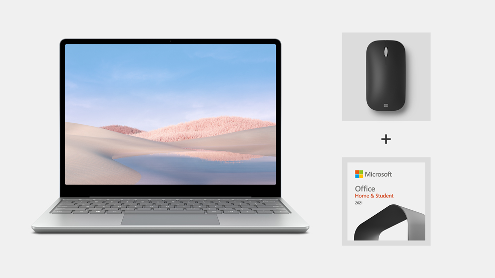 Surface Laptop Go Bundle with Surface Laptop Go, Modern Mobile Mouse and Office Home and Student 2021